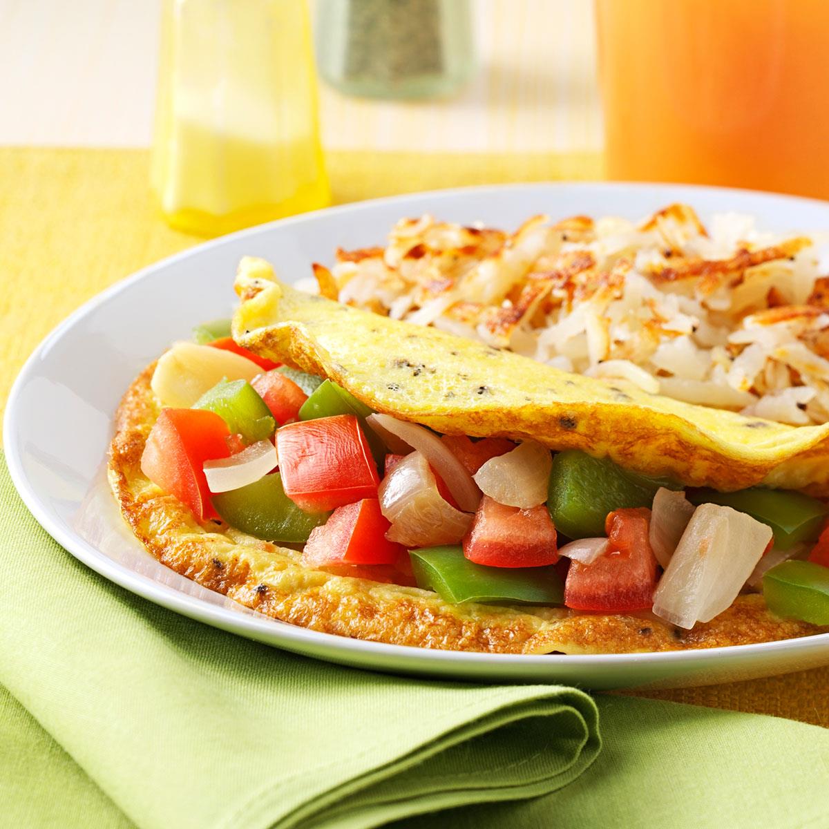 Tomato And Green Pepper Omelet Recipe Taste Of Home