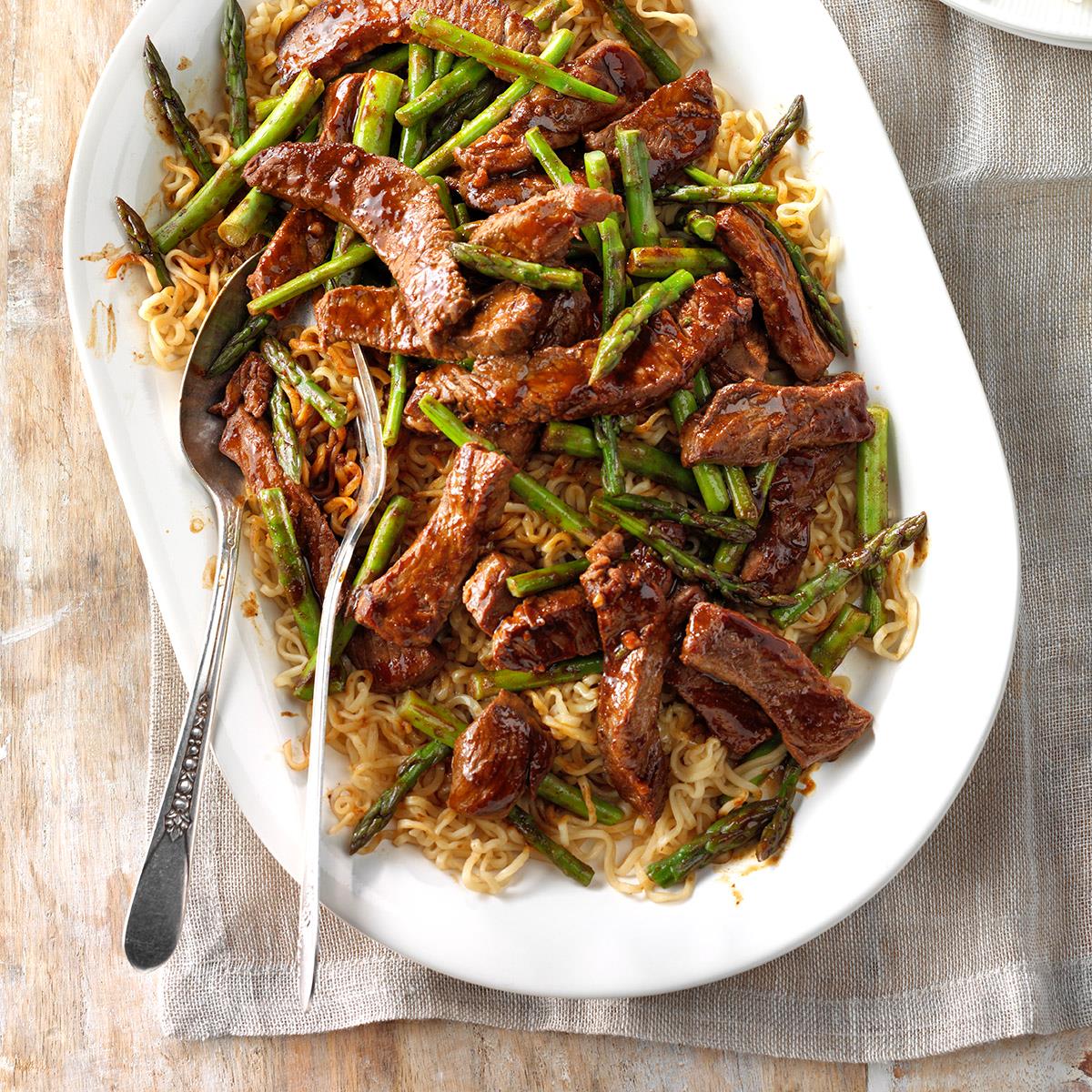 Asparagus Beef Lo Mein Recipe Taste of Home