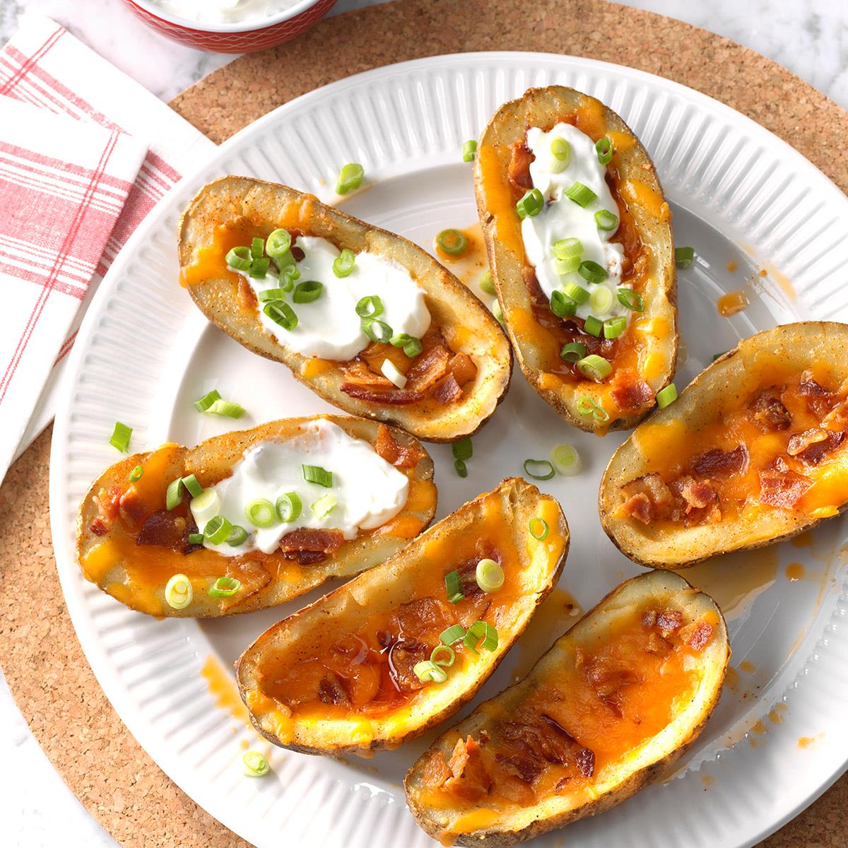 Bacon Cheddar Potato Skins Recipe | Taste of Home