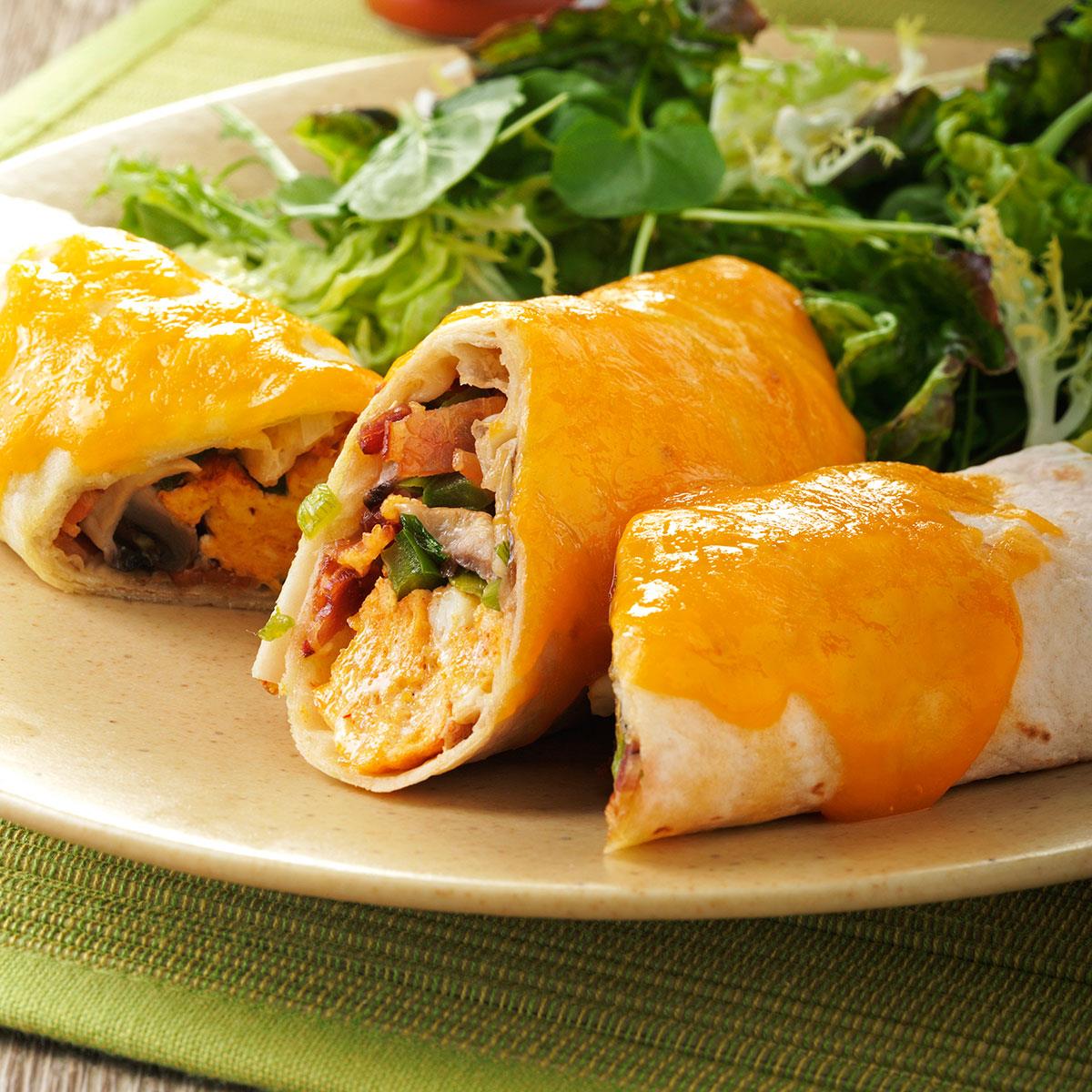 Baked breakfast burritos