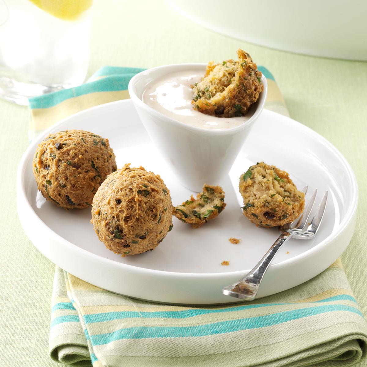 Chickpea Fritters with SweetSpicy Sauce Recipe Taste of Home