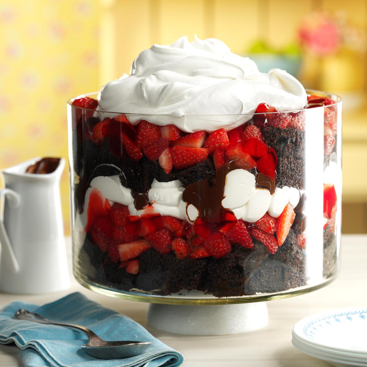 Chocolate Strawberry Punch Bowl Trifle Recipe | Taste of Home