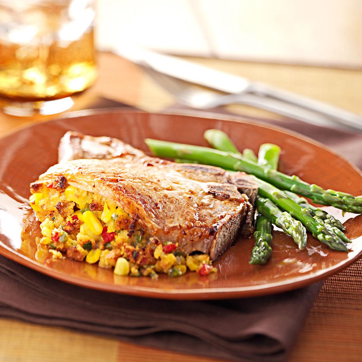CornStuffed Pork Chops Recipe Taste of Home