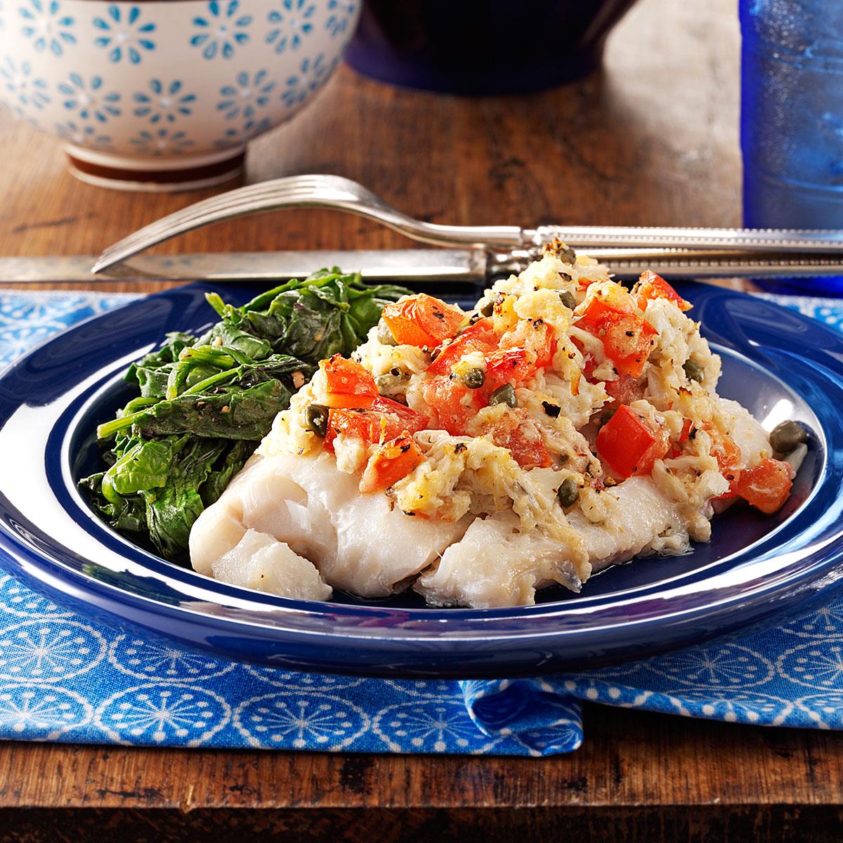 CrabTopped Cod Recipe Taste of Home