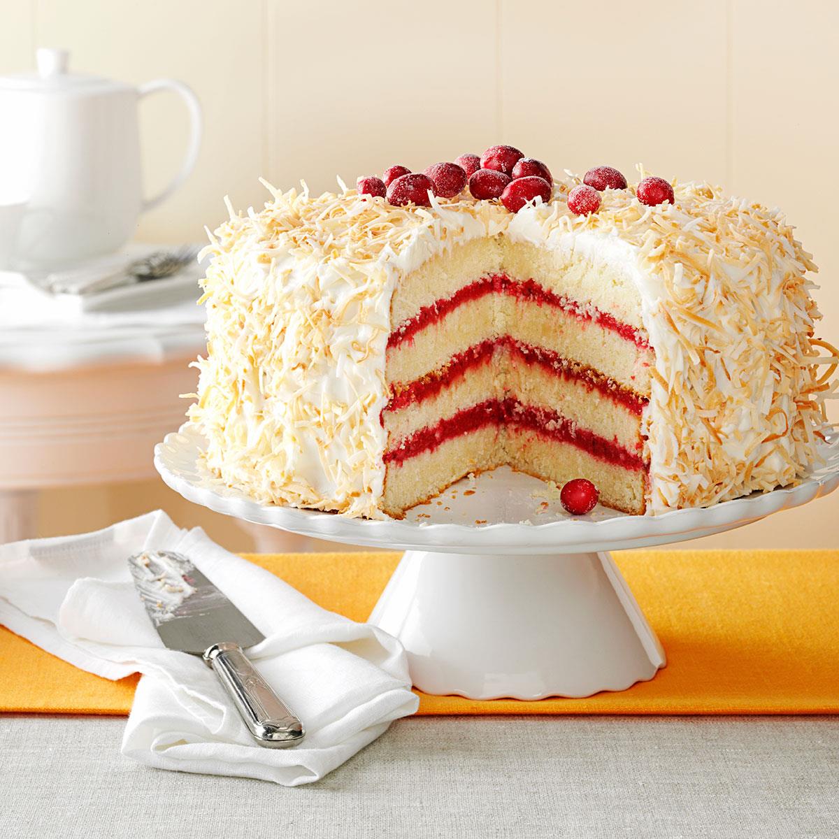 Cranberry Coconut Cake with Marshmallow Cream Frosting Recipe Taste