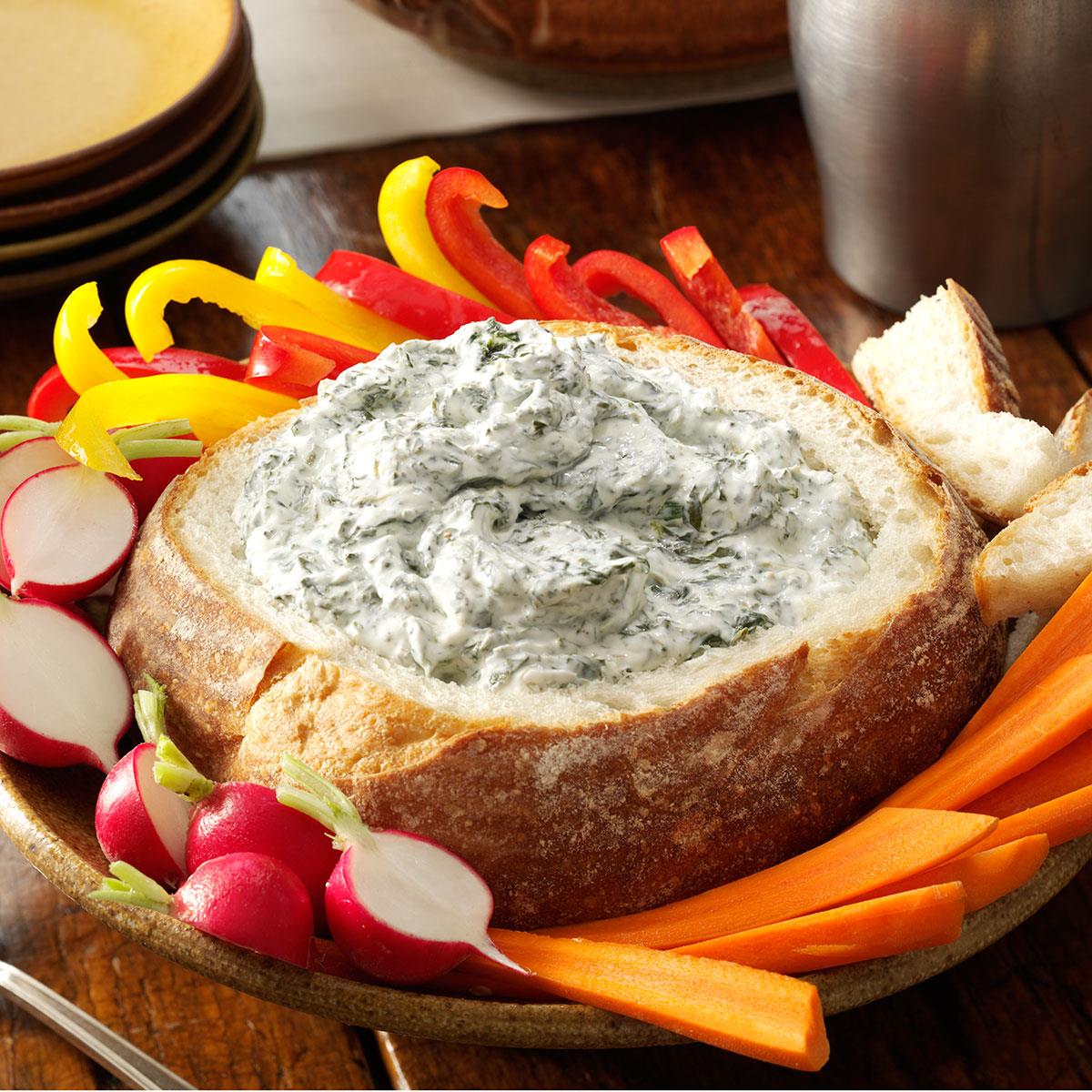 Spinach Dip in a Bread Bowl Recipe | Taste of Home