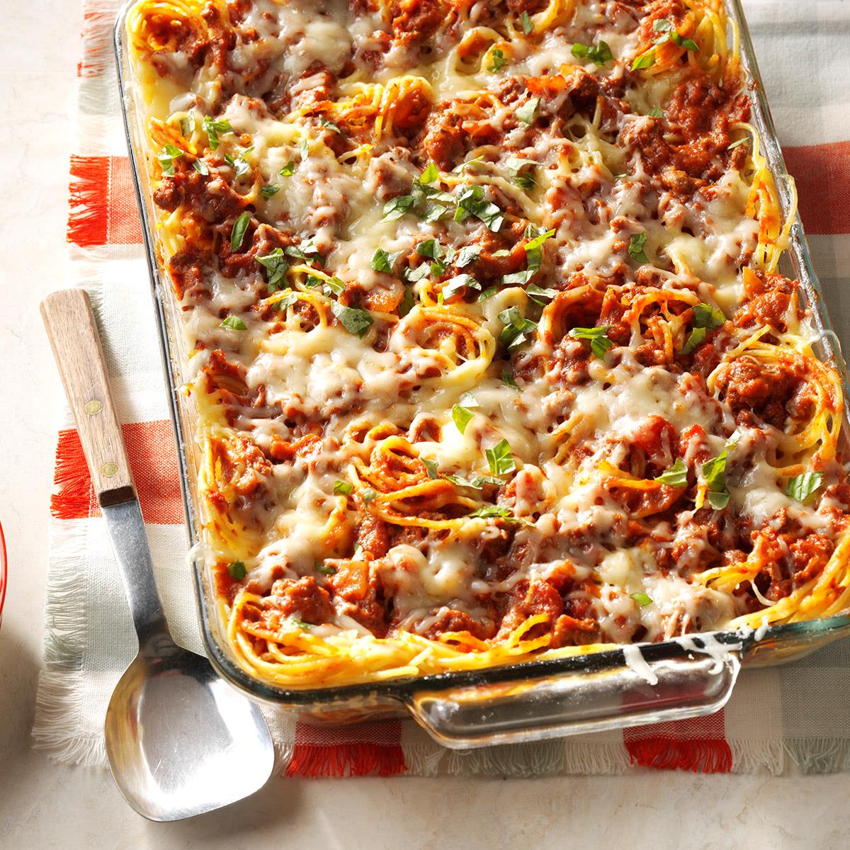 Favorite Baked Spaghetti Recipe Taste Of Home