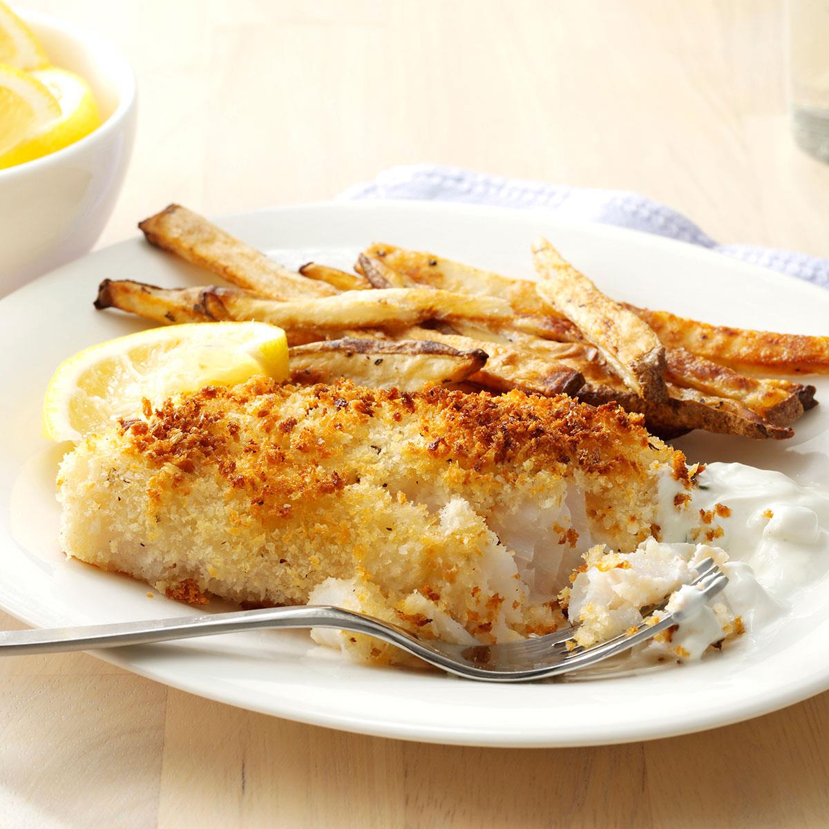 Fish & Chips with Dipping Sauce Recipe Taste of Home