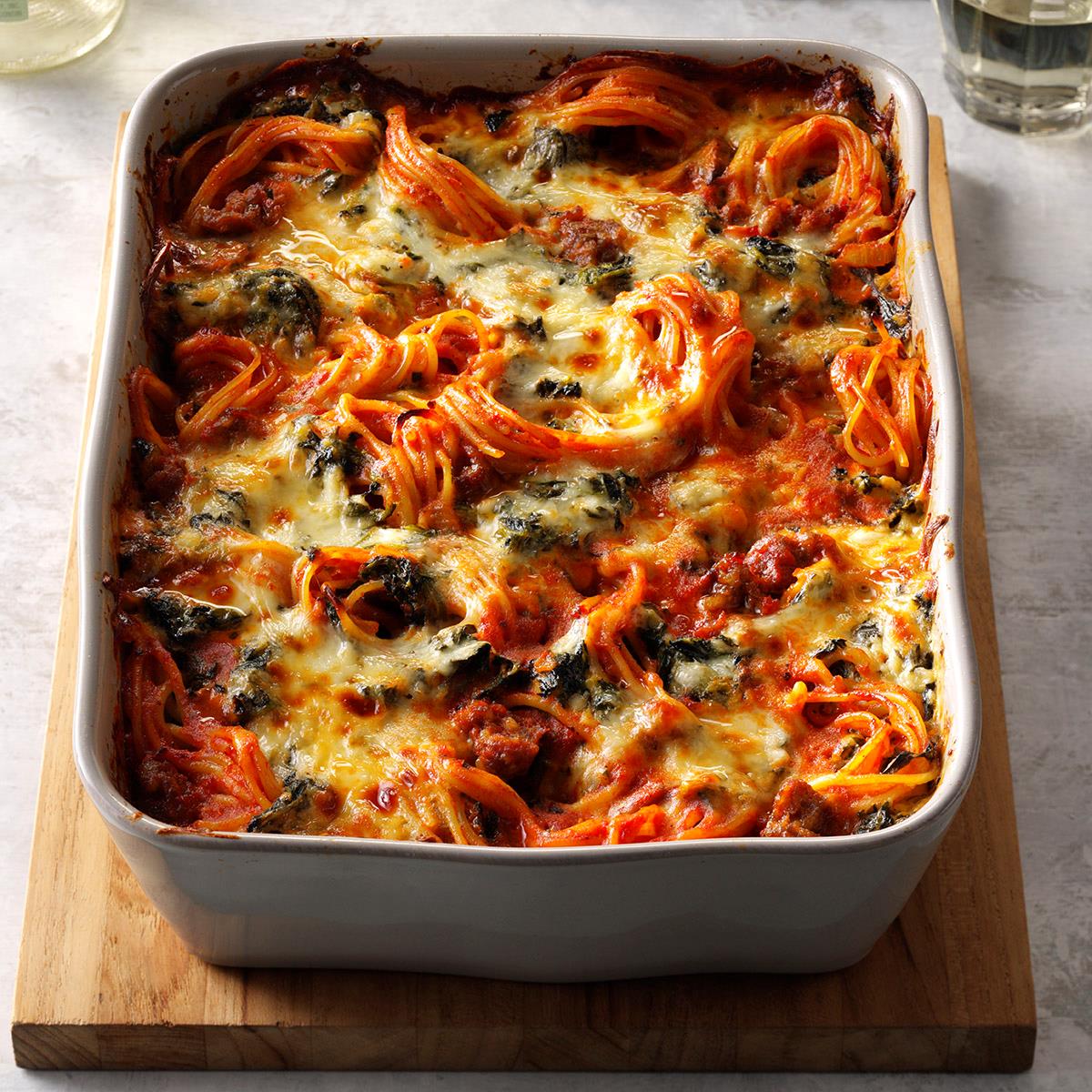 Florentine Spaghetti Bake Recipe | Taste of Home