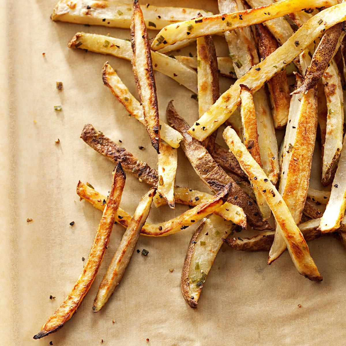 GarlicChive Baked Fries Recipe Taste of Home