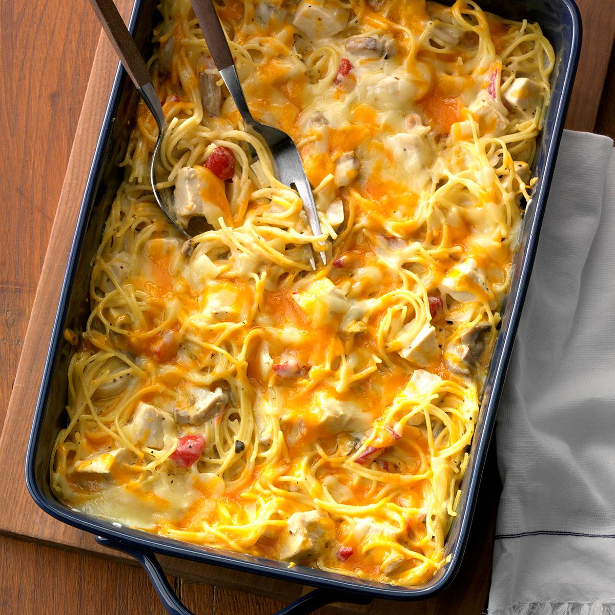 Hearty Chicken Spaghetti Casserole Recipe | Taste of Home