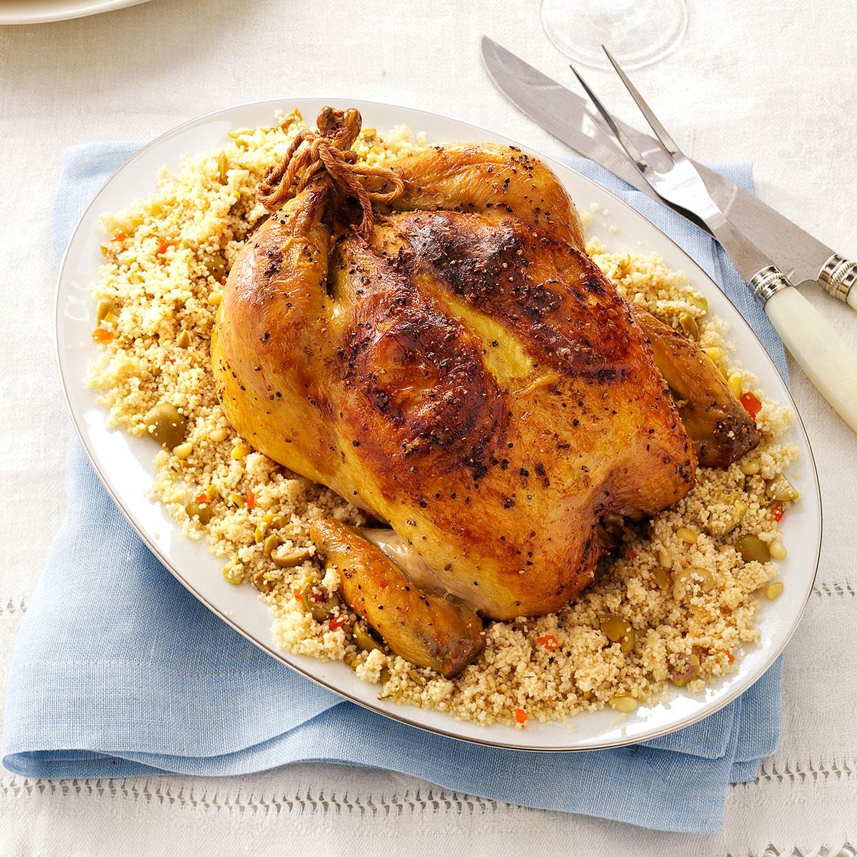 LemonRoasted Chicken with Olive Couscous Recipe Taste of Home