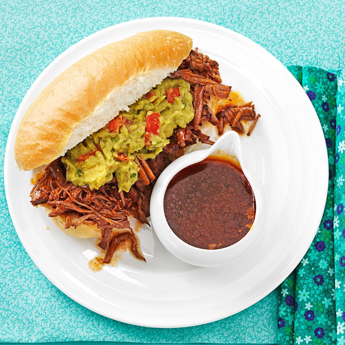 Machaca Beef Dip Sandwiches Recipe Taste of Home