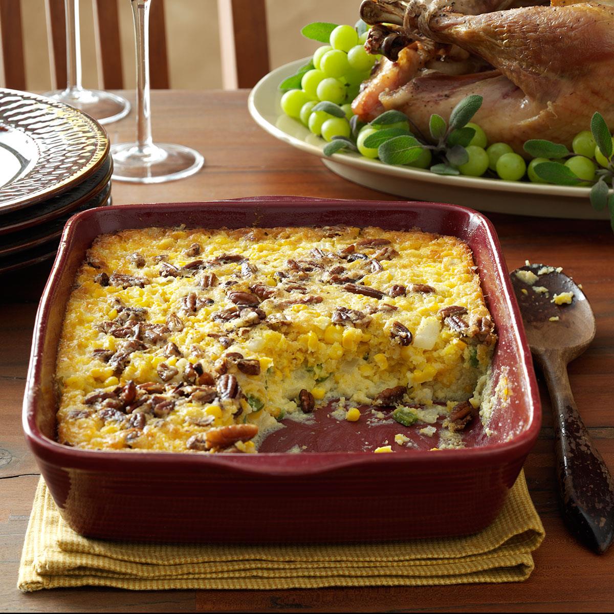 Makeover Pecan Corn Pudding Recipe  Taste of Home