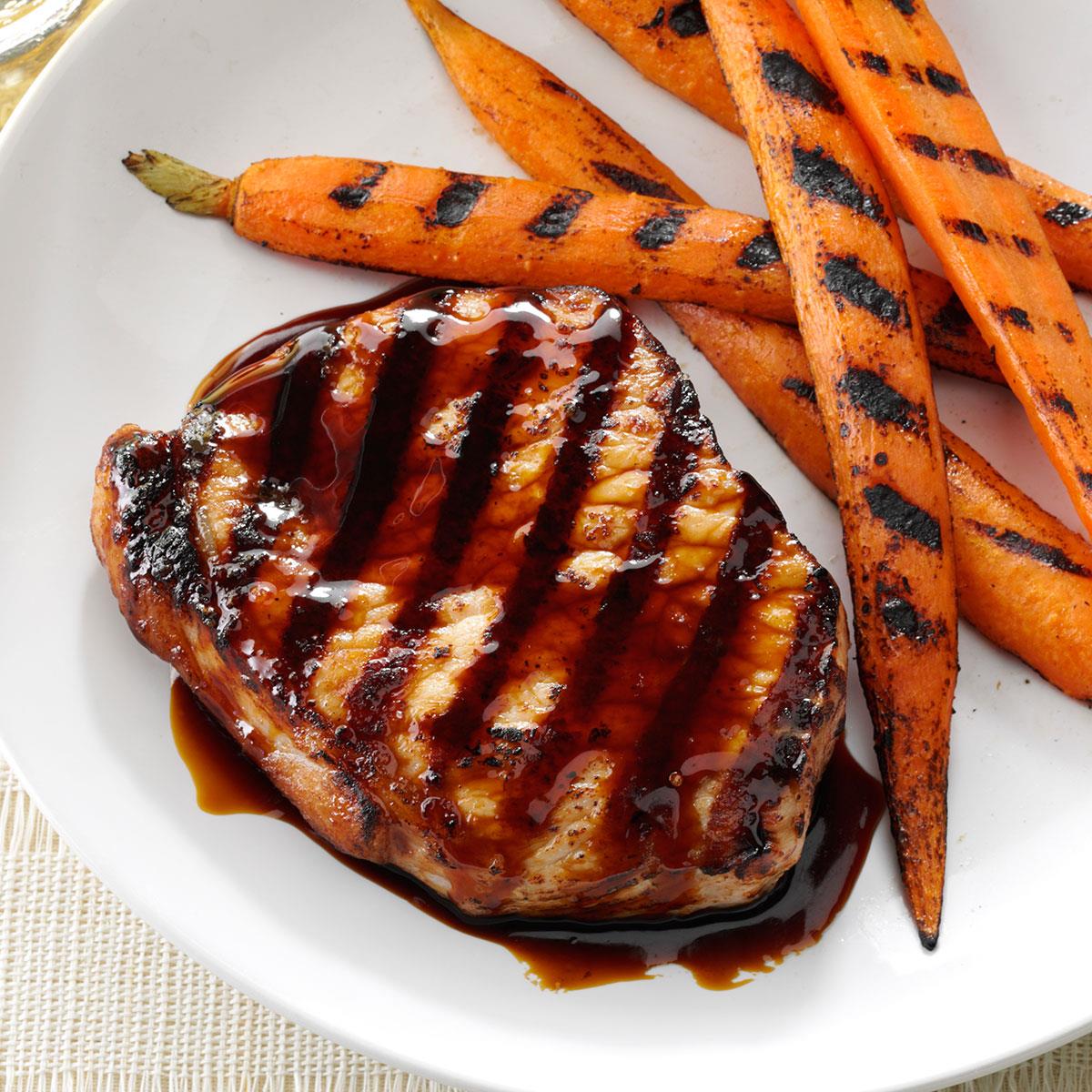 Grilled Pork Chops with Sticky Sweet Sauce Recipe | Taste of Home