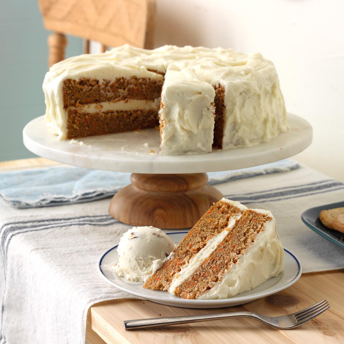 Old Fashioned Carrot Cake With Cream Cheese Frosting Recipe Taste Of Home 4964