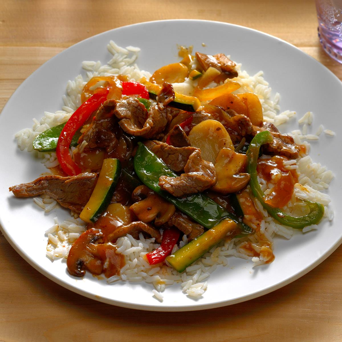 Pepper Steak with Squash Recipe | Taste of Home