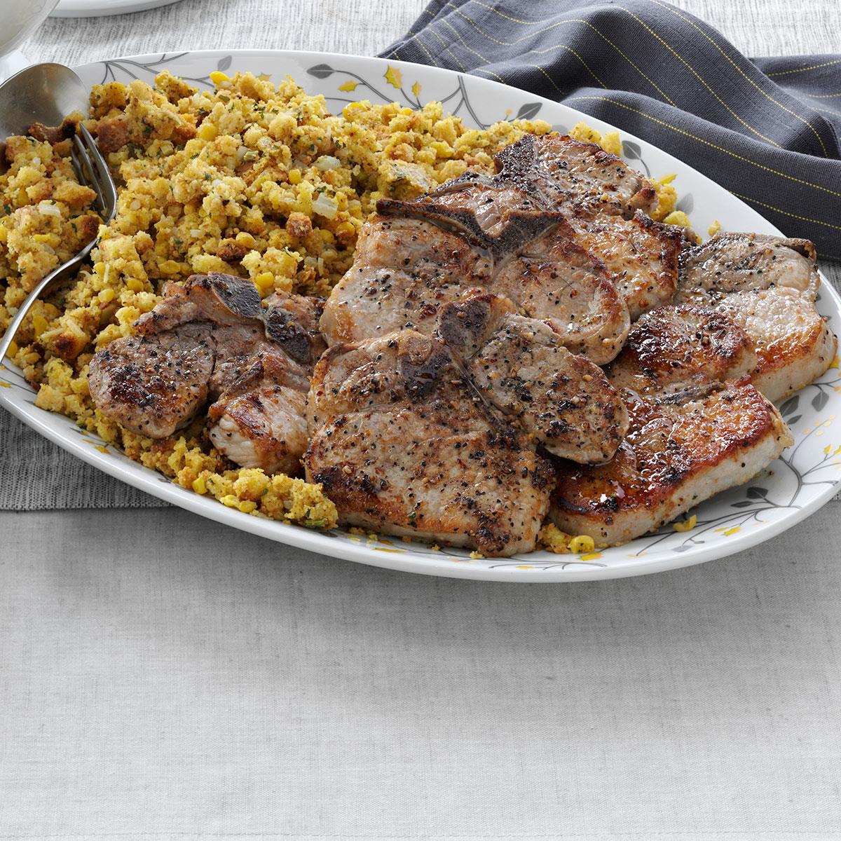 Pork Chops with Corn Bread Stuffing Recipe Taste of Home