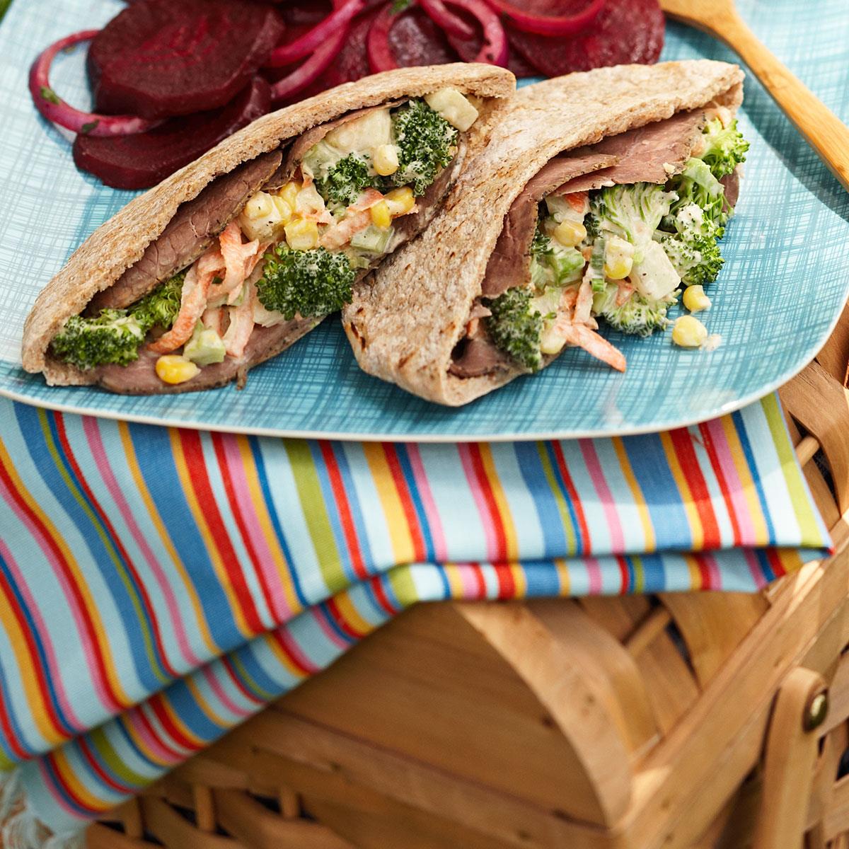 Roast Beef Garden Pitas Recipe | Taste of Home