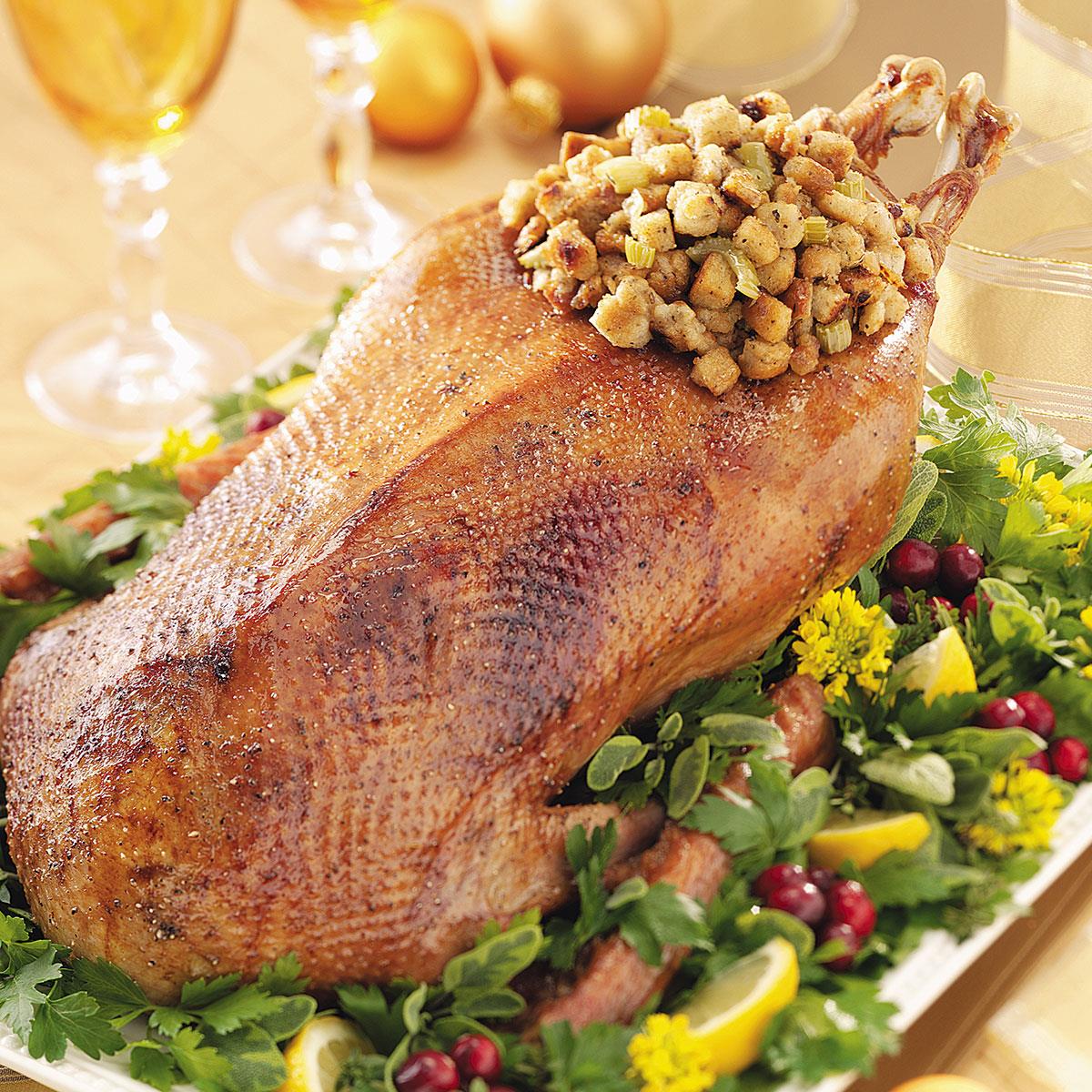 roast goose with sage and onion stuffing