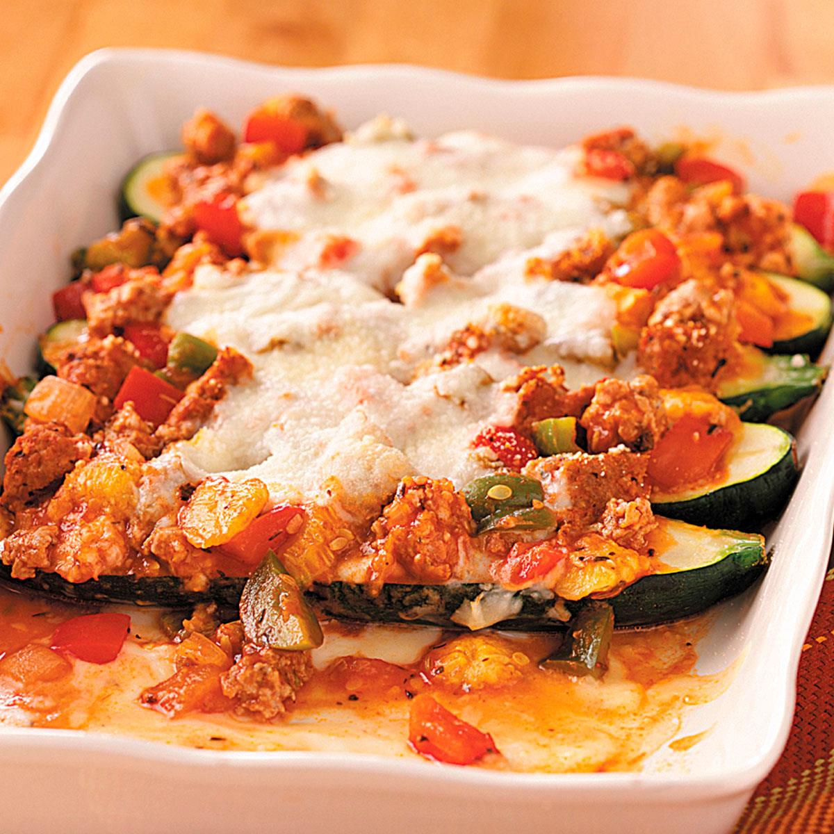 Saucy Stuffed Zucchini Recipe Taste of Home