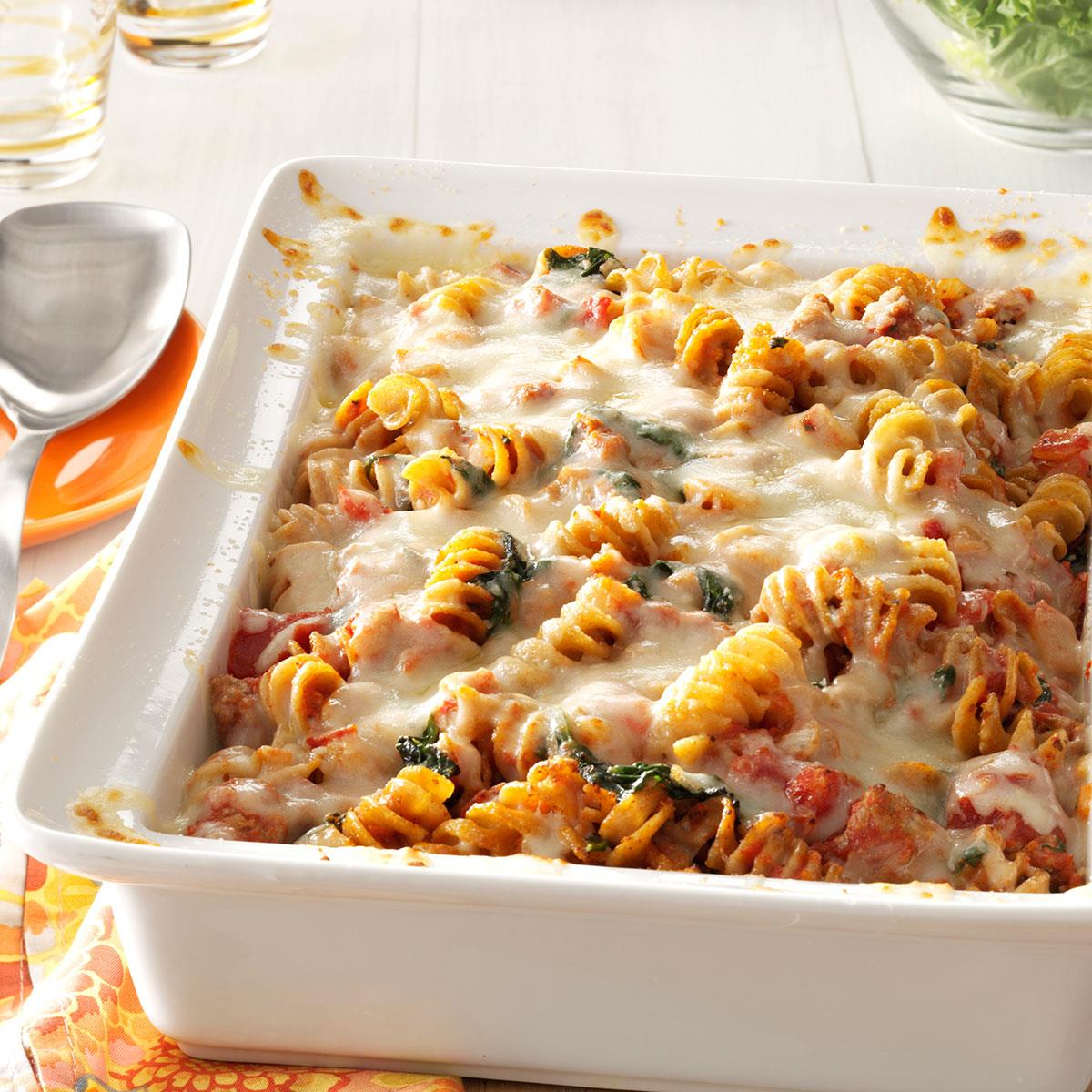 Sausage Spinach Pasta Bake Recipe | Taste of Home