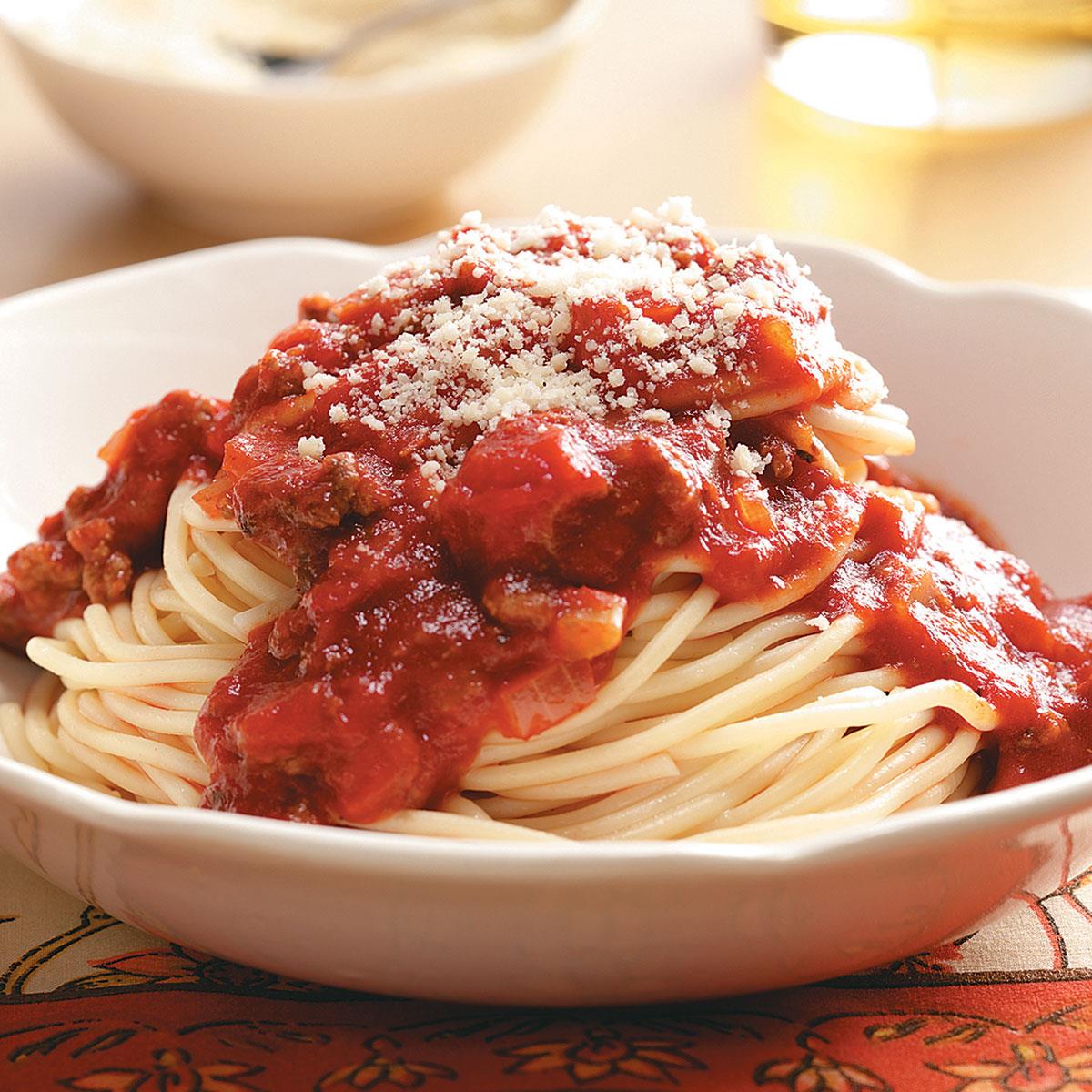 Fresh easy homemade pasta sauce in a pan with ingredients