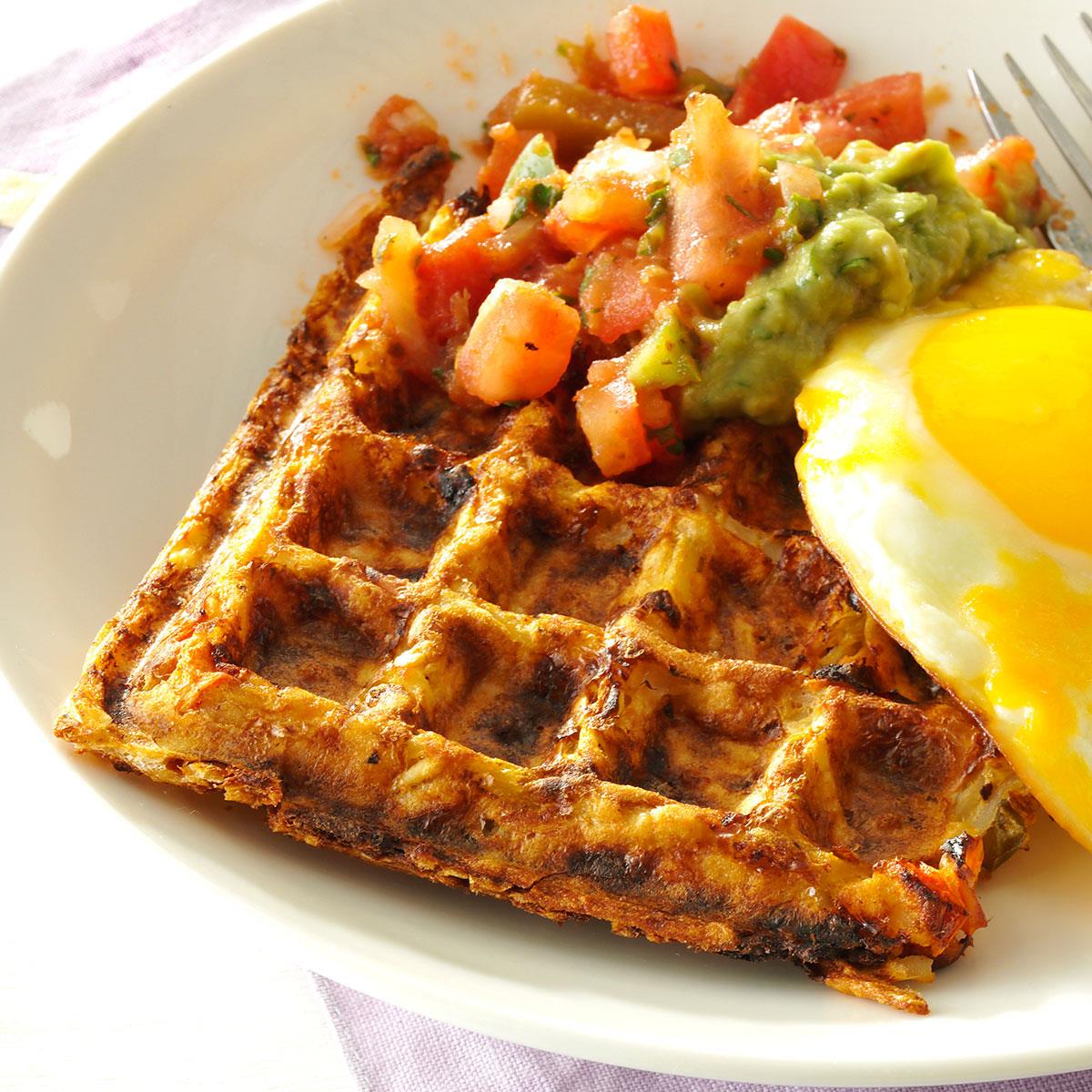 Spicy Hash Brown Waffles with Fried Eggs Recipe Taste of Home