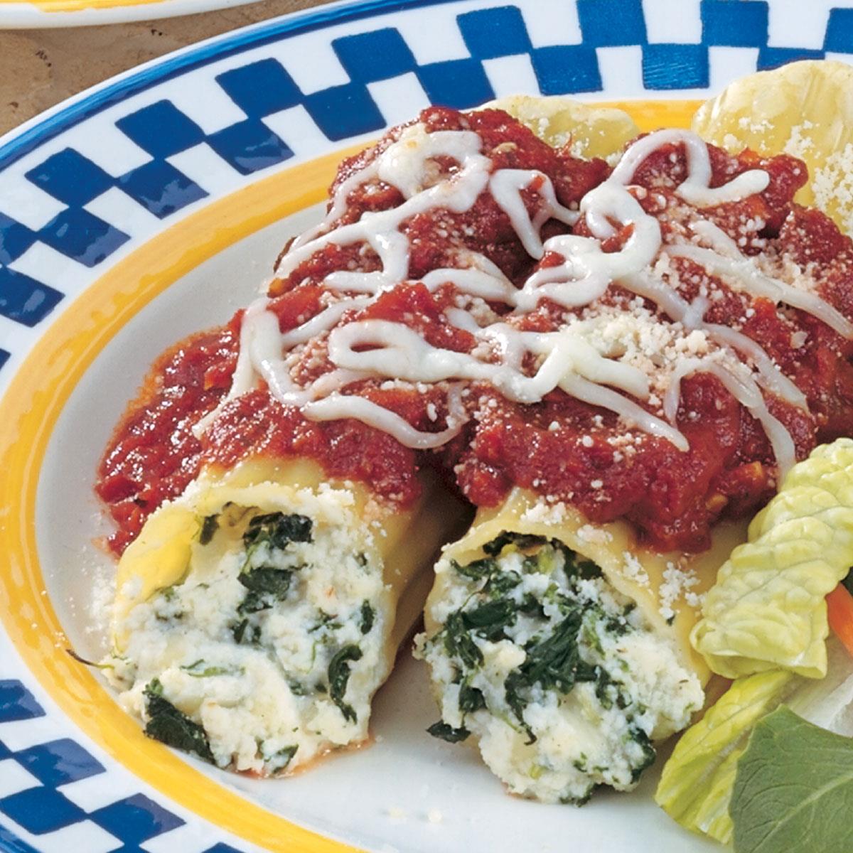 Spinach Cheese Manicotti Recipe Taste Of Home