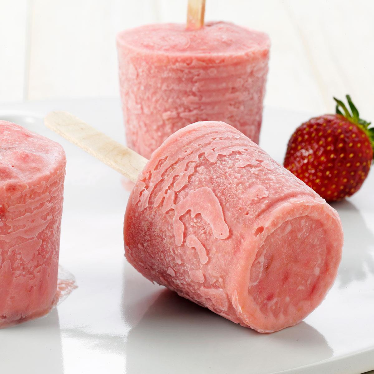 StrawberryRhubarb Ice Pops Recipe Taste of Home