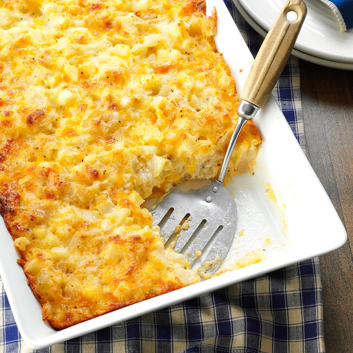 Three Cheese Hash Brown Bake Recipe Taste Of Home