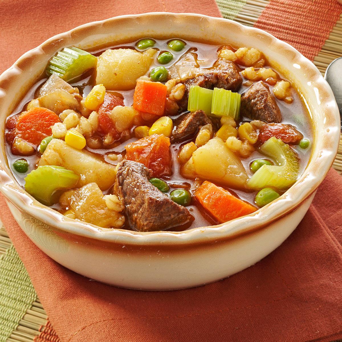 Vegetable Beef Barley Soup Recipe Taste Of Home