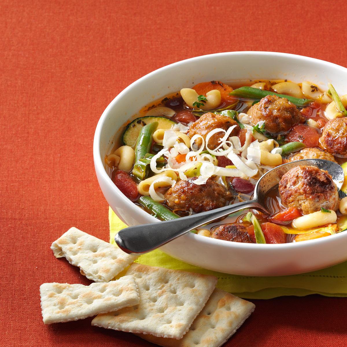 Veggie Soup With Meatballs Recipe Taste Of Home