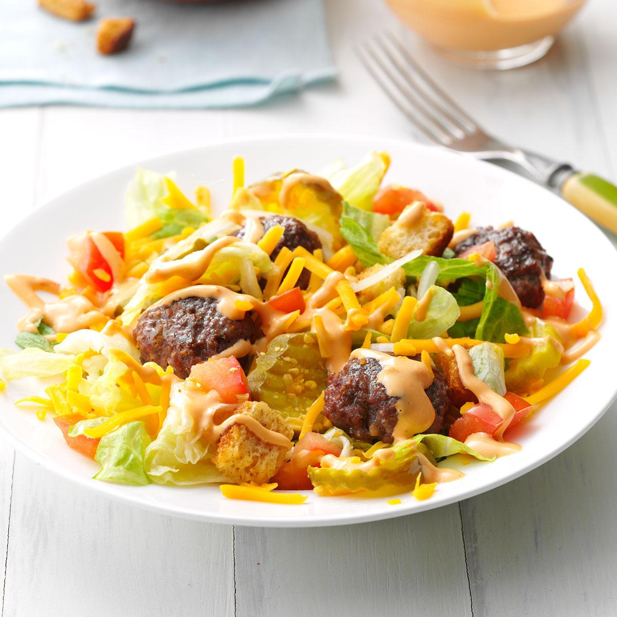 Deluxe Cheeseburger Salad Recipe | Taste of Home