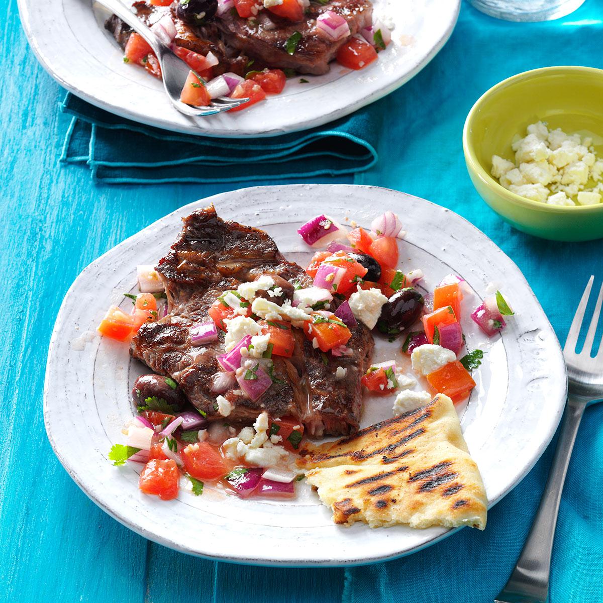 Grilled Steaks with Greek Relish Recipe Taste of Home