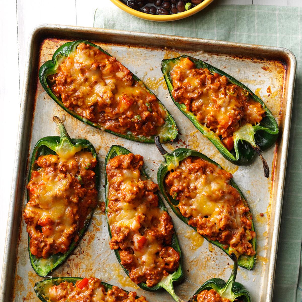 Chili Stuffed Poblano Peppers Recipe Taste Of Home