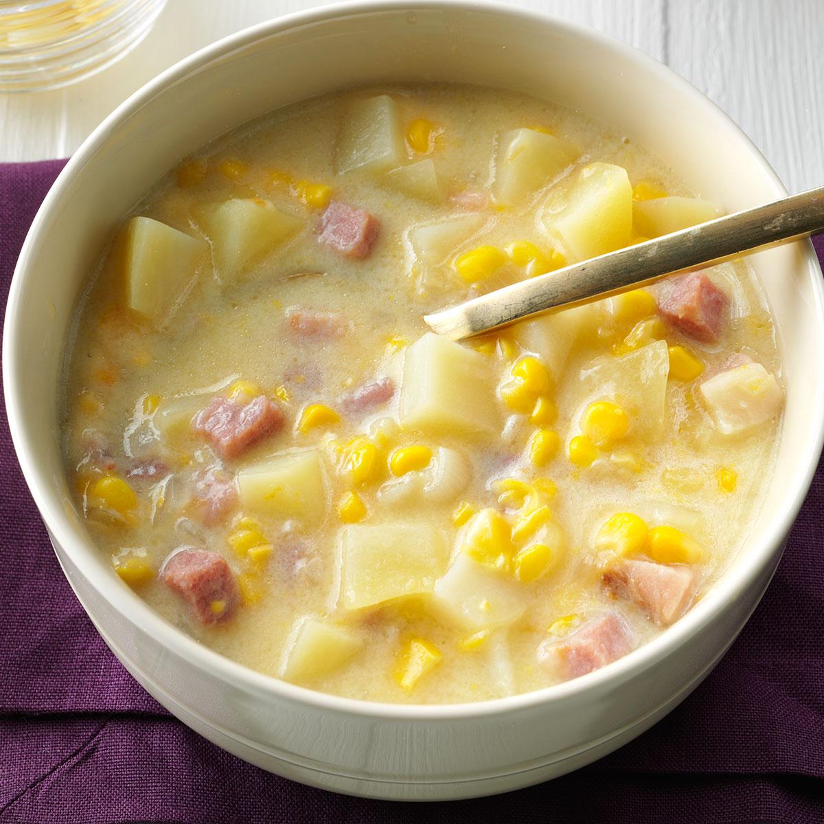 Smoky Cheddar, Ham and Corn Chowder Recipe Taste of Home
