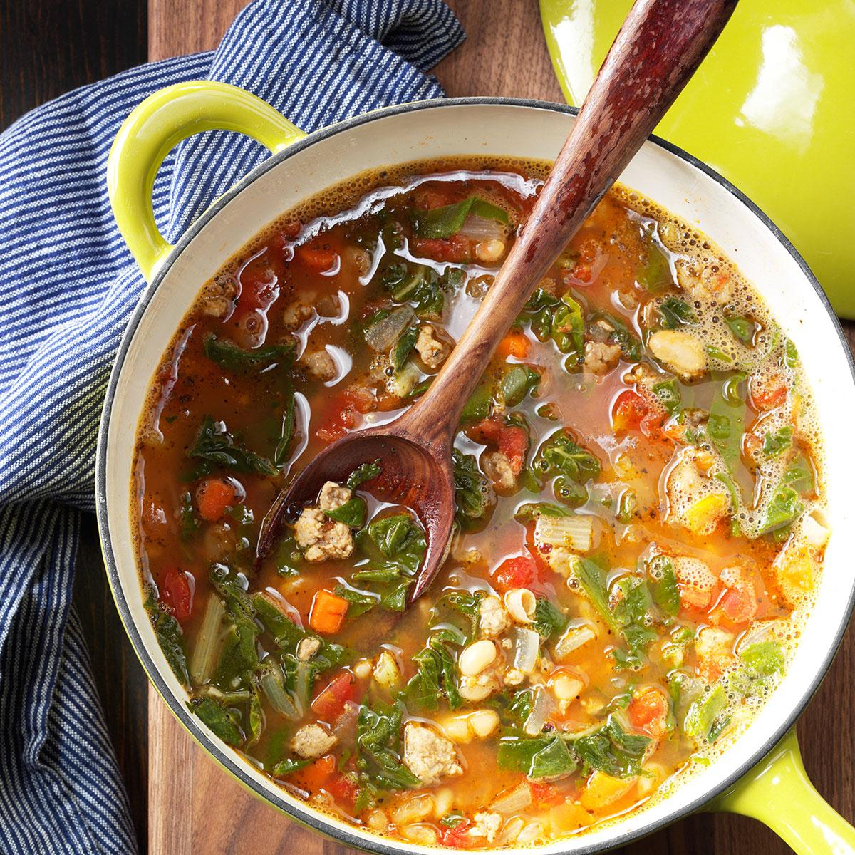 Sausage & Greens Soup Recipe | Taste of Home