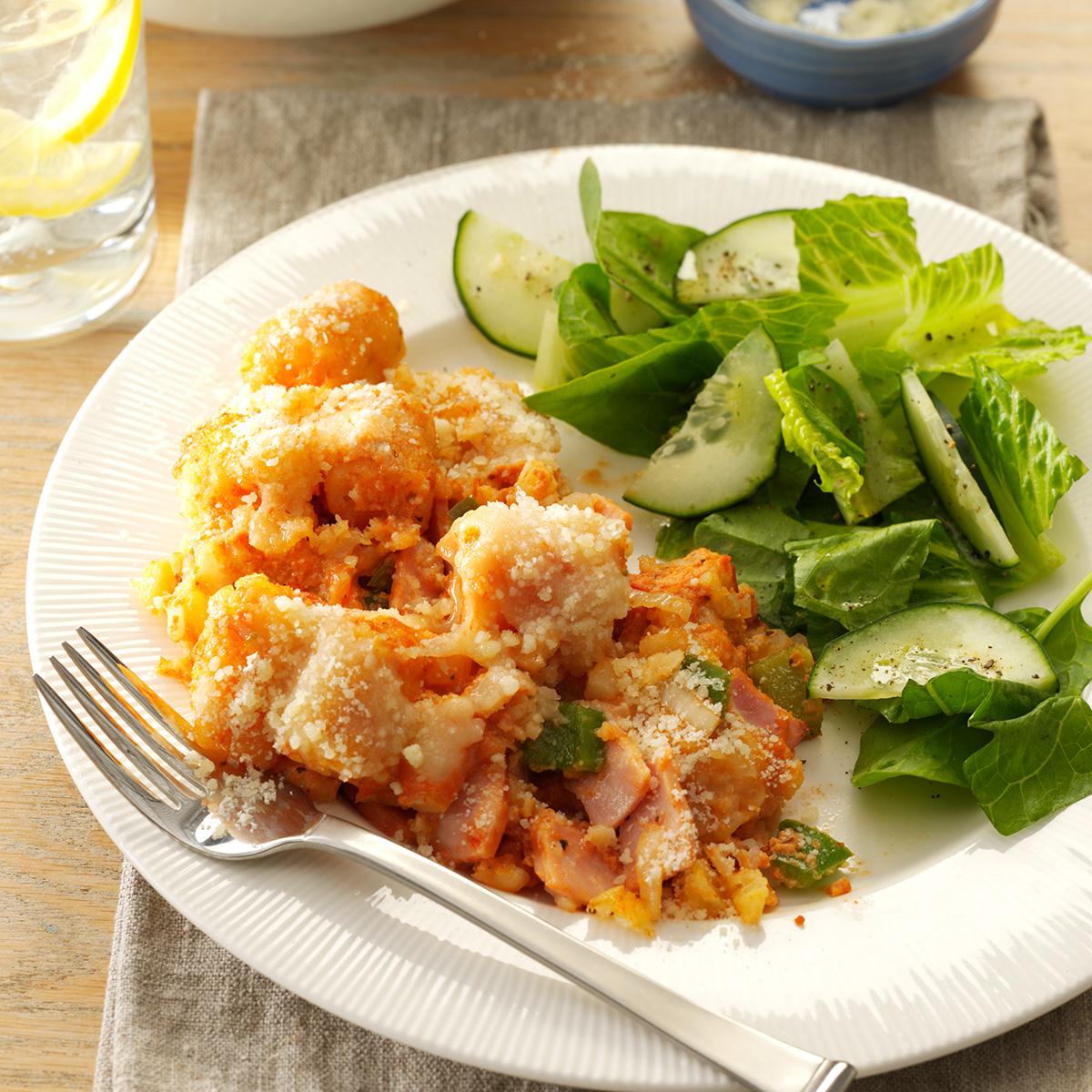 Cheesy Tater Tots & Canadian Bacon Recipe Taste of Home