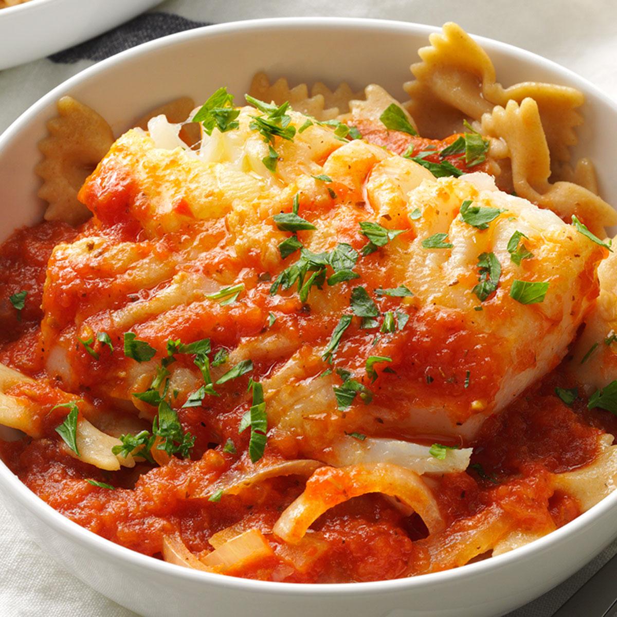 Cod with Hearty Tomato Sauce Recipe Taste of Home