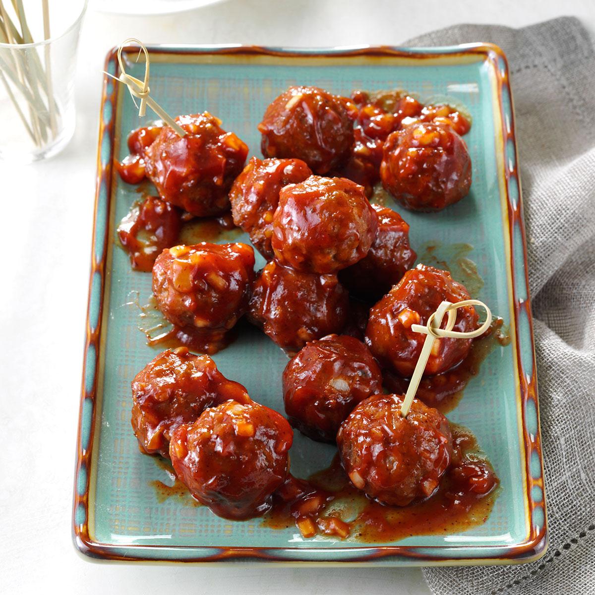 Barbecue Glazed Meatballs Recipe | Taste of Home