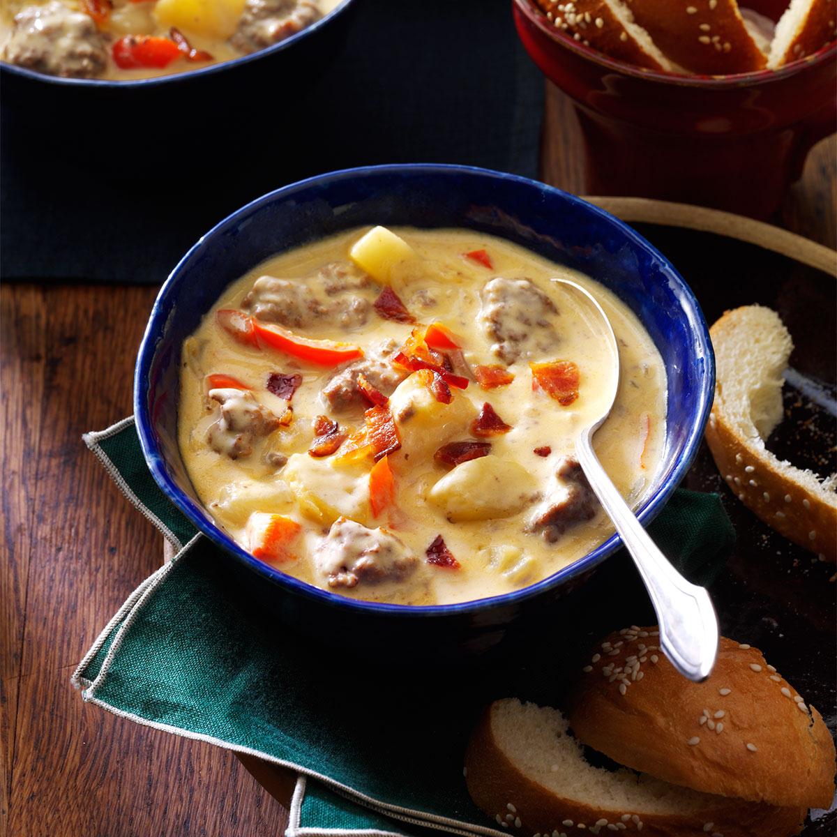 Bacon-Cheeseburger Chowder Recipe | Taste of Home