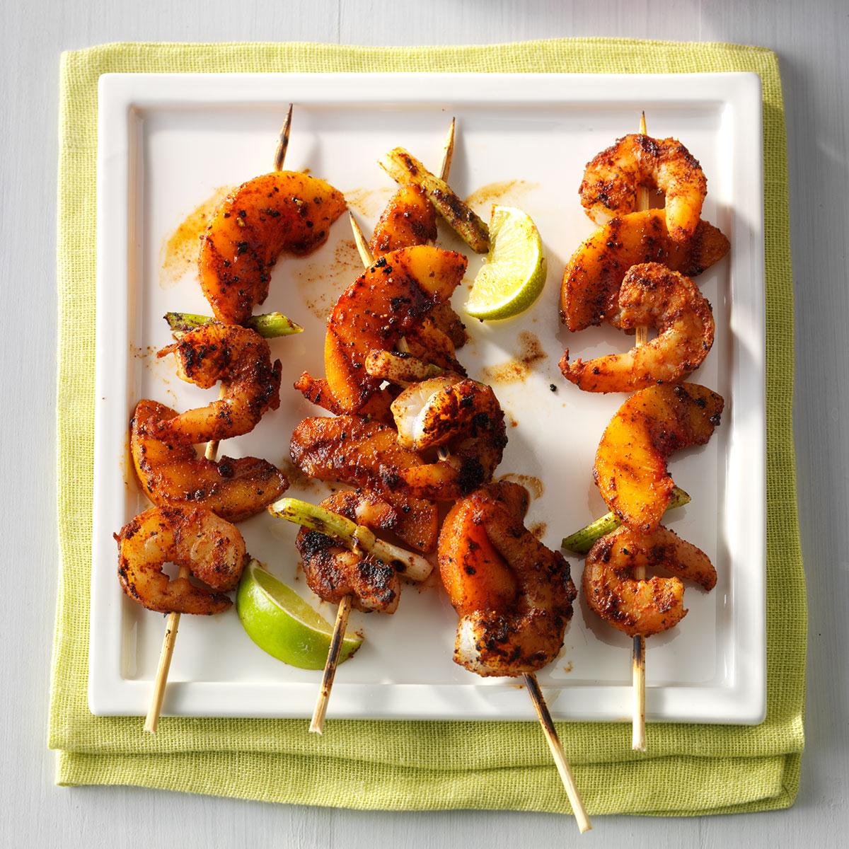 Barbecued Shrimp & Peach Kabobs Recipe Taste of Home