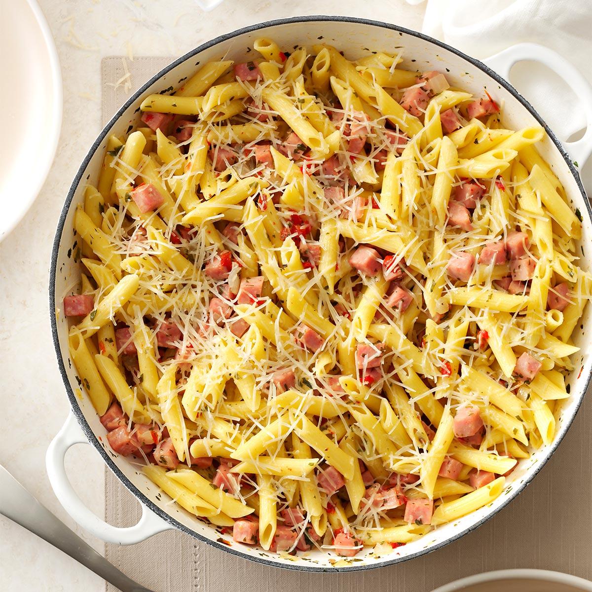 Pretty Penne Ham Skillet Recipe | Taste of Home