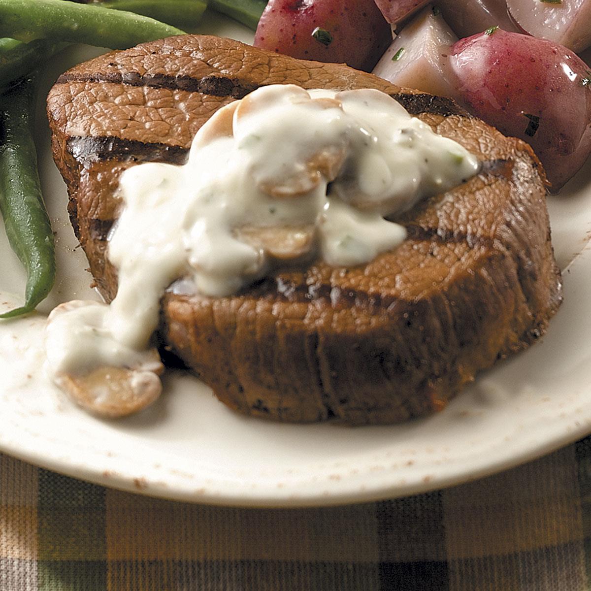 Steaks with Mushroom Cream Sauce Recipe  Taste of Home