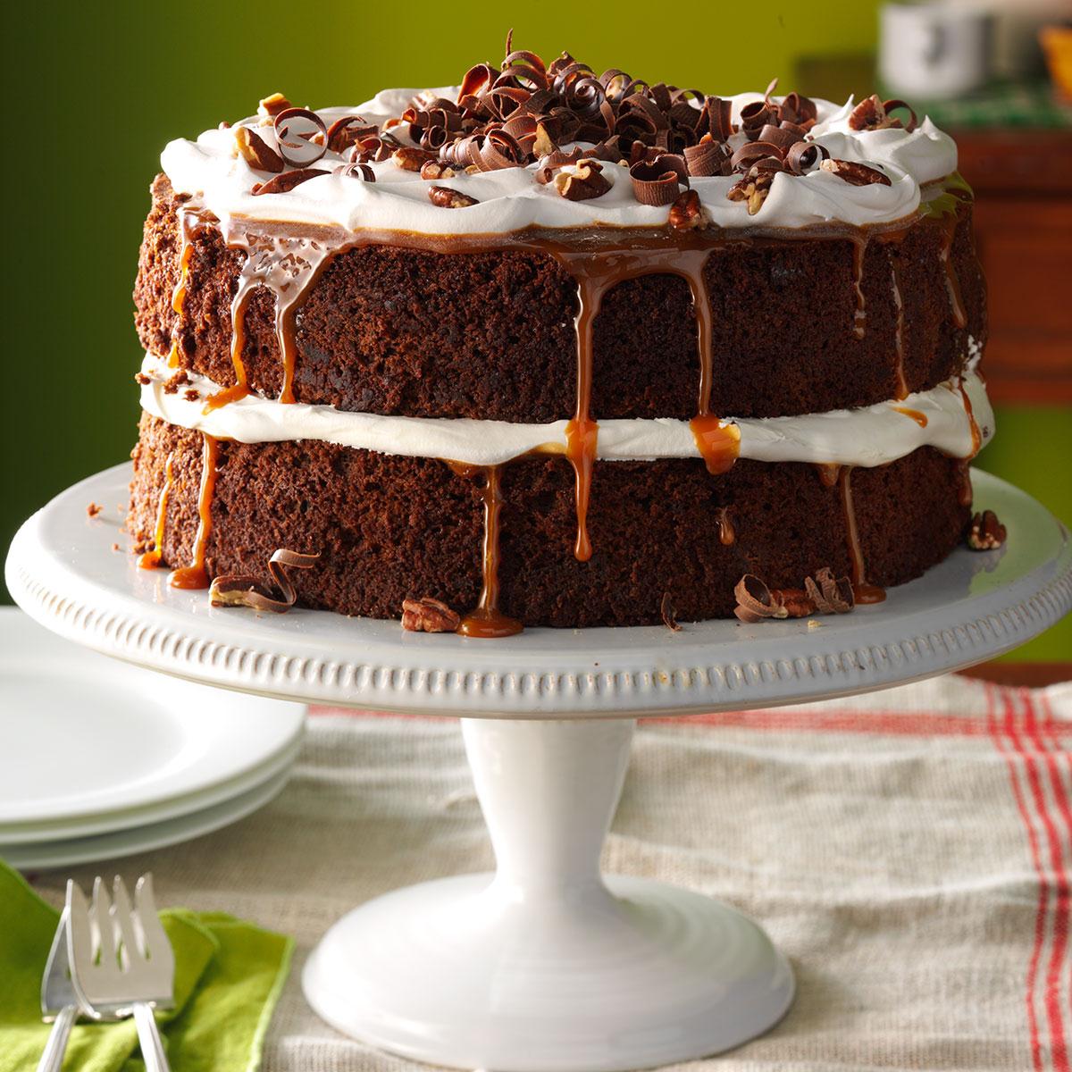 CaramelPecan Mocha Layer Cake Recipe  Taste of Home