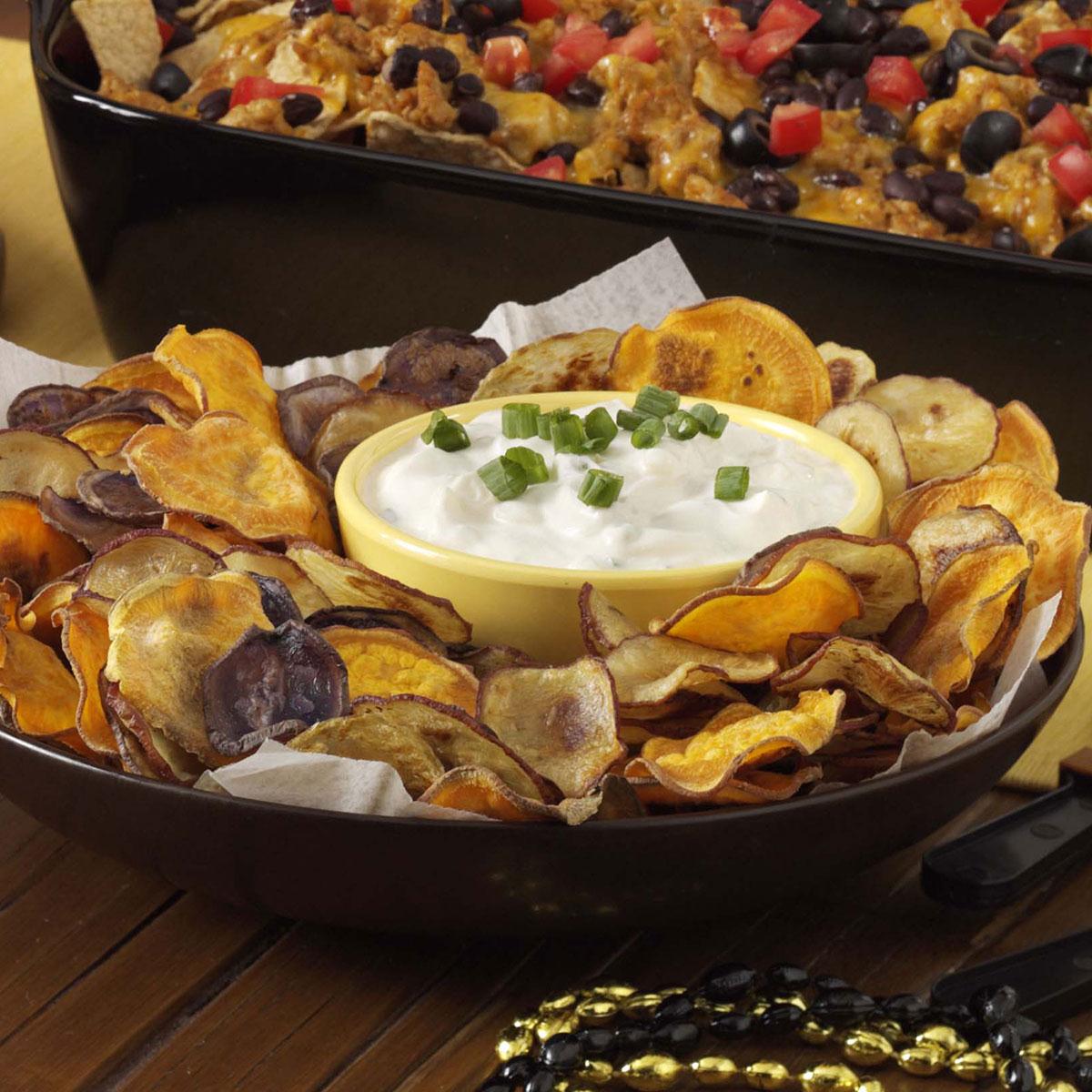 Rainbow Potato Chips with Creamy Onion Dip Recipe Taste of Home