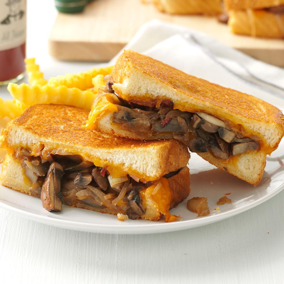 Mushroom & Onion Grilled Cheese Sandwiches Recipe | Taste of Home