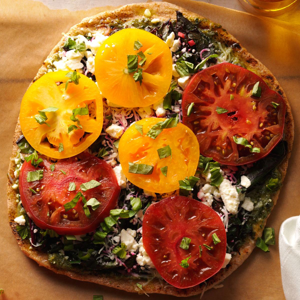 Grilled Pizza with Greens & Tomatoes Recipe Taste of Home