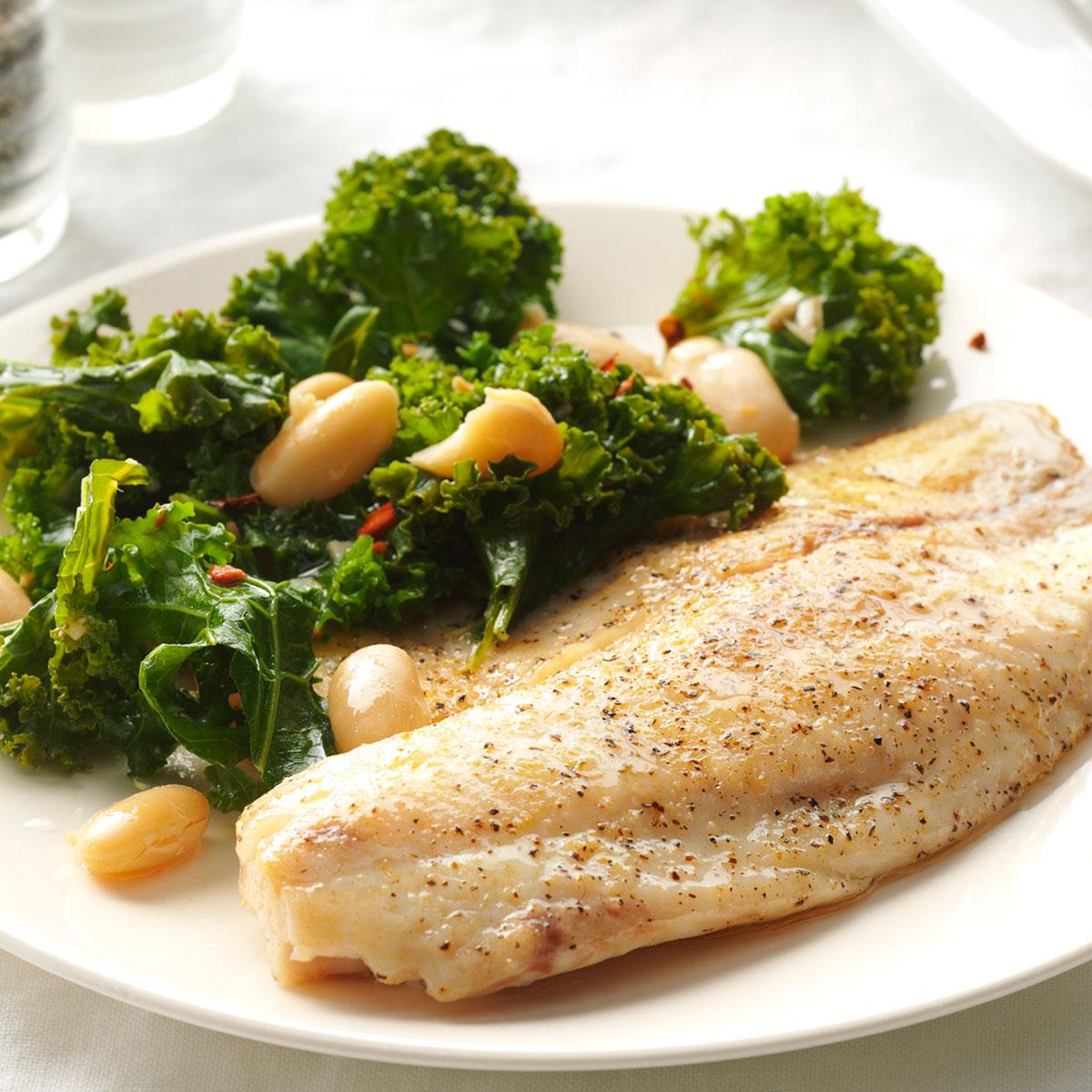 Garlic Tilapia with Spicy Kale Recipe | Taste of Home